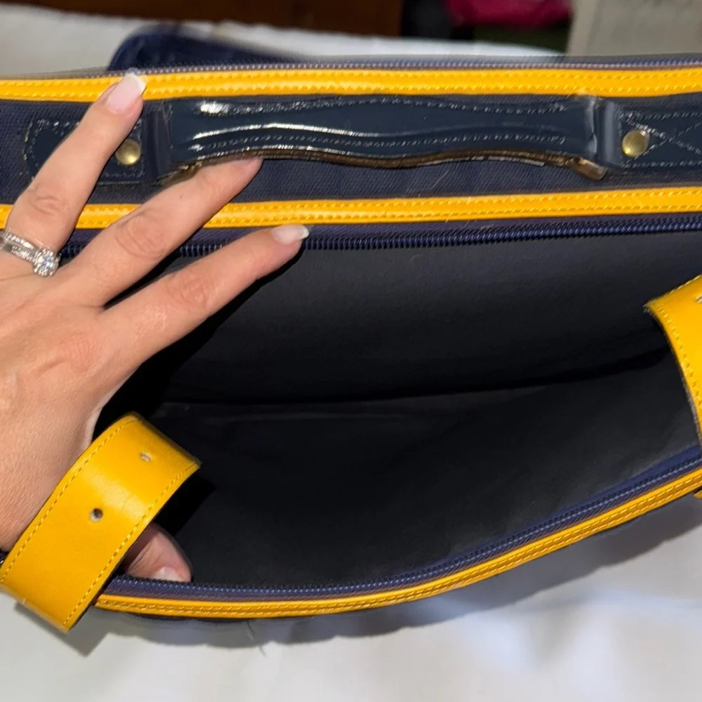 Navy and Yellow Quilted Crossbody Bag - Unbranded